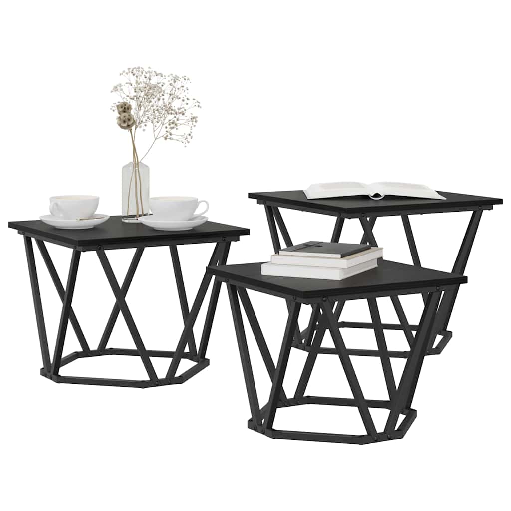 Couchtisch 3 pcs Schwarze Eiche 50 x 50 x 40 cm