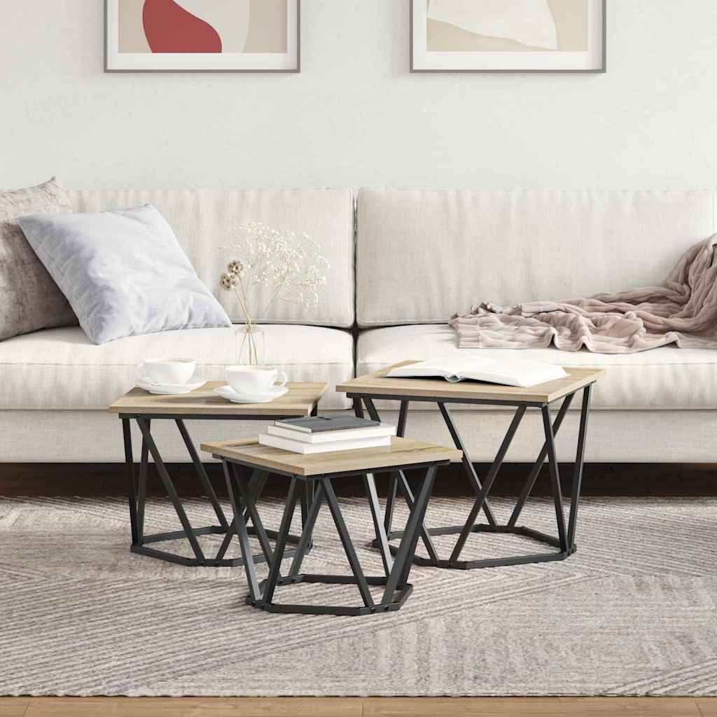 Couchtisch 3 pcs Sonoma Eiche 50 x 50 x 40 cm