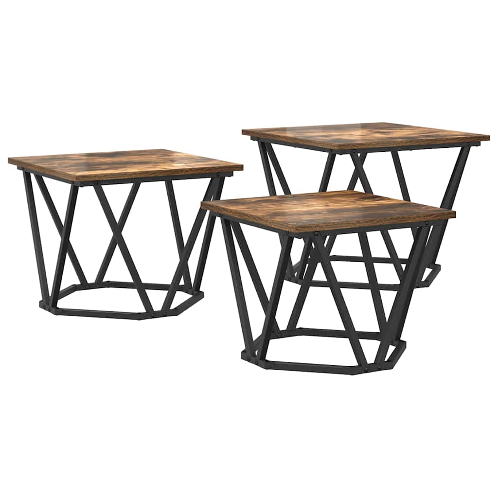 Couchtisch 3 pcs Räuchereiche 50 x 50 x 40 cm