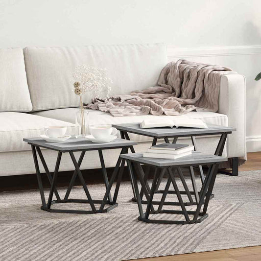 Couchtisch 3 pcs Grau Sonoma 50 x 50 x 40 cm