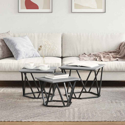 Couchtisch 3 stk. Sonoma-Grau 50 x 50 x 40 cm