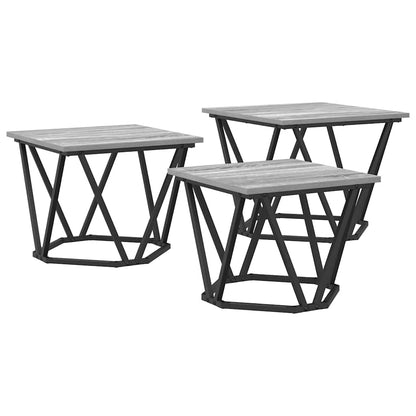 Couchtisch 3 stk. Sonoma-Grau 50 x 50 x 40 cm