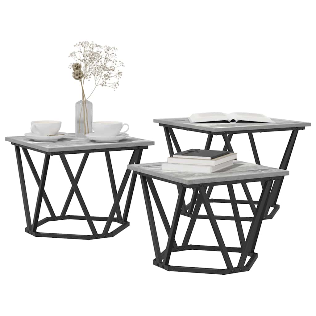 Couchtisch 3 pcs Grau Sonoma 50 x 50 x 40 cm