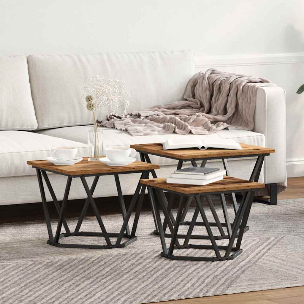 Couchtisch 3 pcs Altholz 50 x 50 x 40 cm