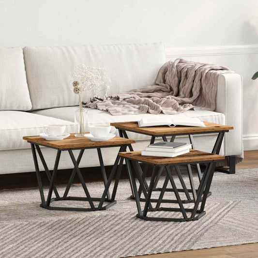 Couchtisch 3 pcs Altholz 50 x 50 x 40 cm