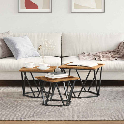 Couchtisch 3 stk. Altholz 50 x 50 x 40 cm