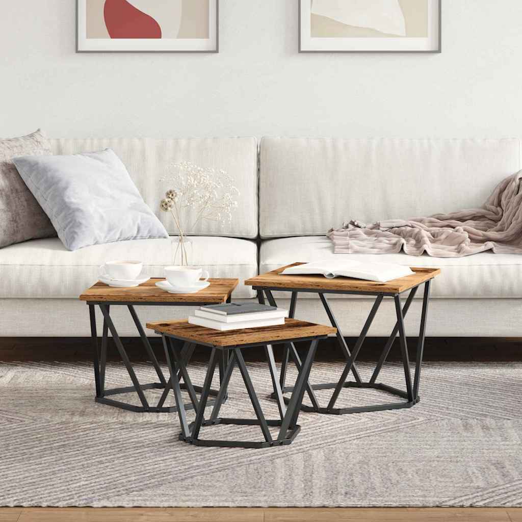 Couchtisch 3 pcs Altholz 50 x 50 x 40 cm
