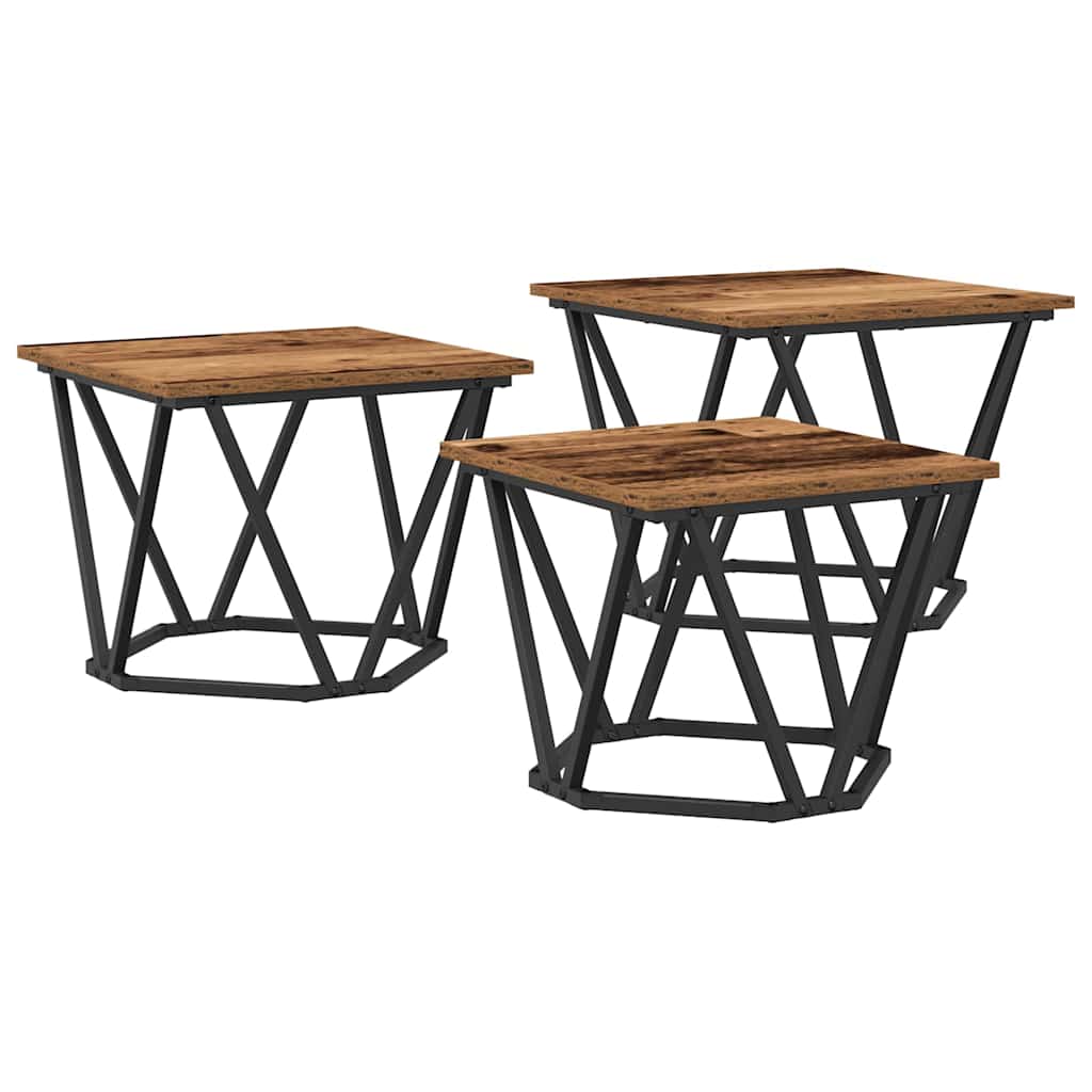 Couchtisch 3 pcs Altholz 50 x 50 x 40 cm
