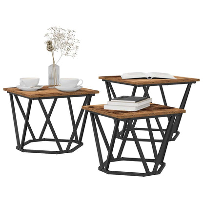 Couchtisch 3 stk. Altholz 50 x 50 x 40 cm