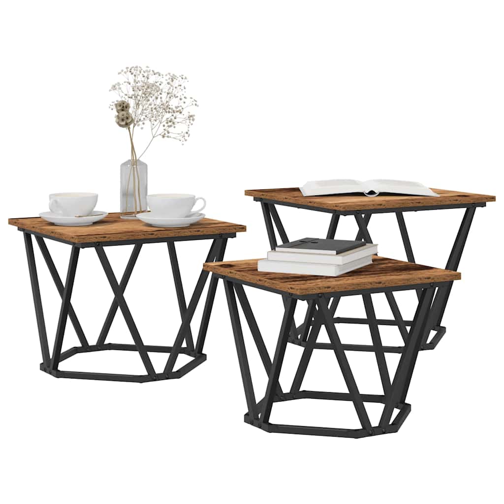 Couchtisch 3 pcs Altholz 50 x 50 x 40 cm