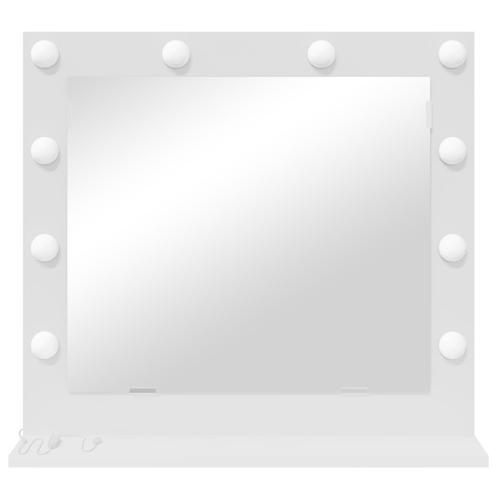Waschtischspiegel Weiß 60 x 55 x 18 cm Glas und furniertes Holz
