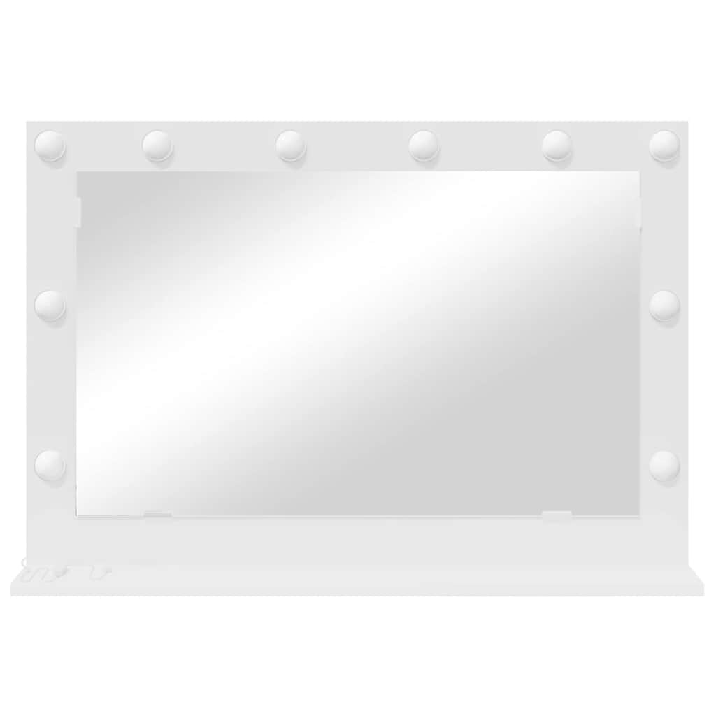 Waschtischspiegel Weiß 80 x 15 x 18 cm Glas und furniertes Holz