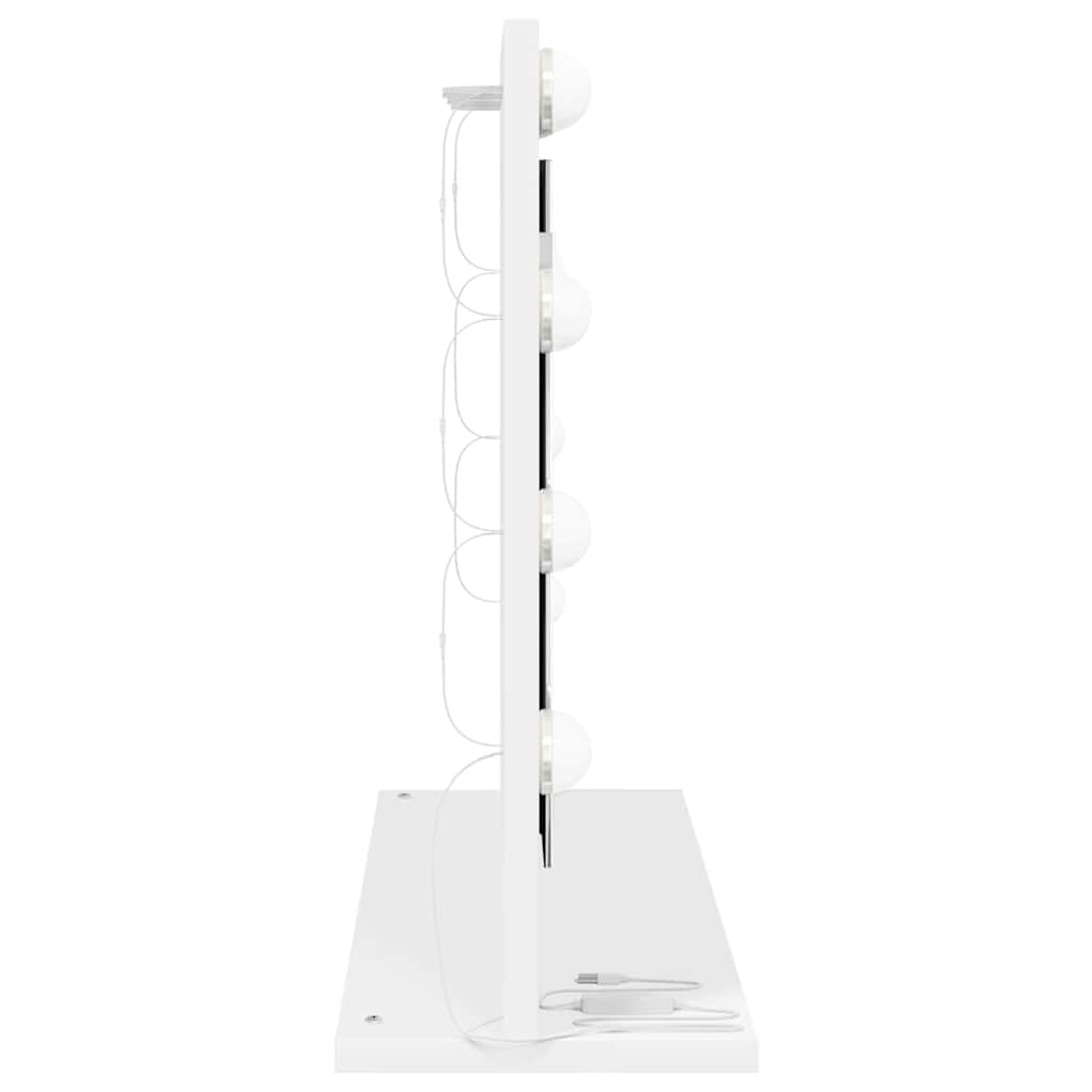 Waschtischspiegel Weiß 60 x 45 x 18 cm Glas und furniertes Holz