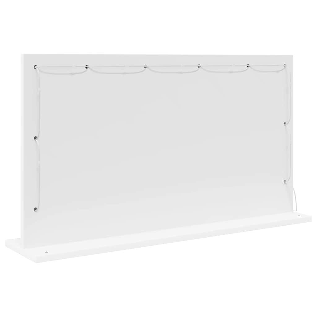 Waschtischspiegel Weiß 80 x 45 x 18 cm Glas und furniertes Holz
