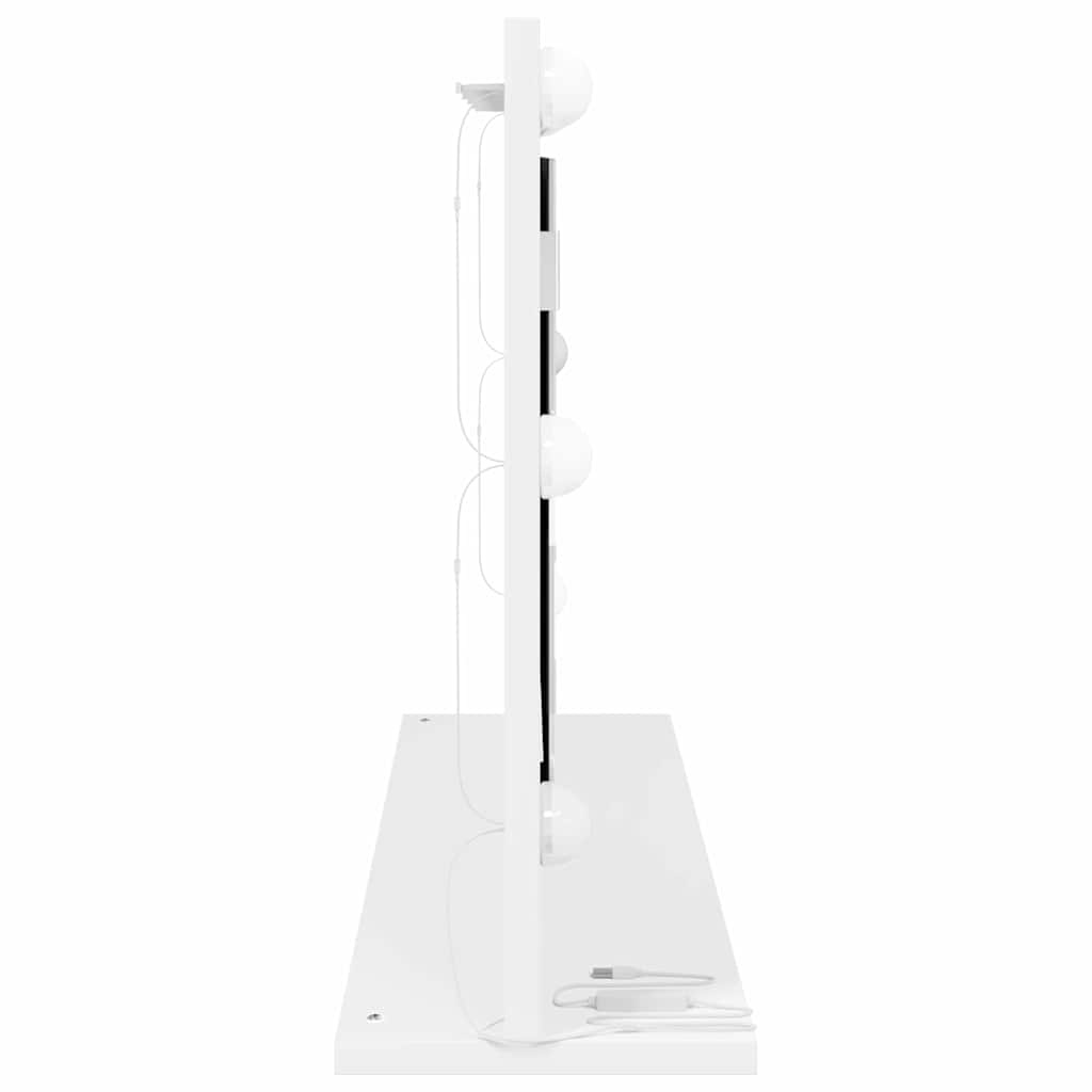 Waschtischspiegel Weiß 80 x 45 x 18 cm Glas und furniertes Holz