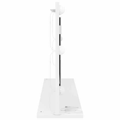 Waschtischspiegel Weiß 80 x 45 x 18 cm Glas und furniertes Holz