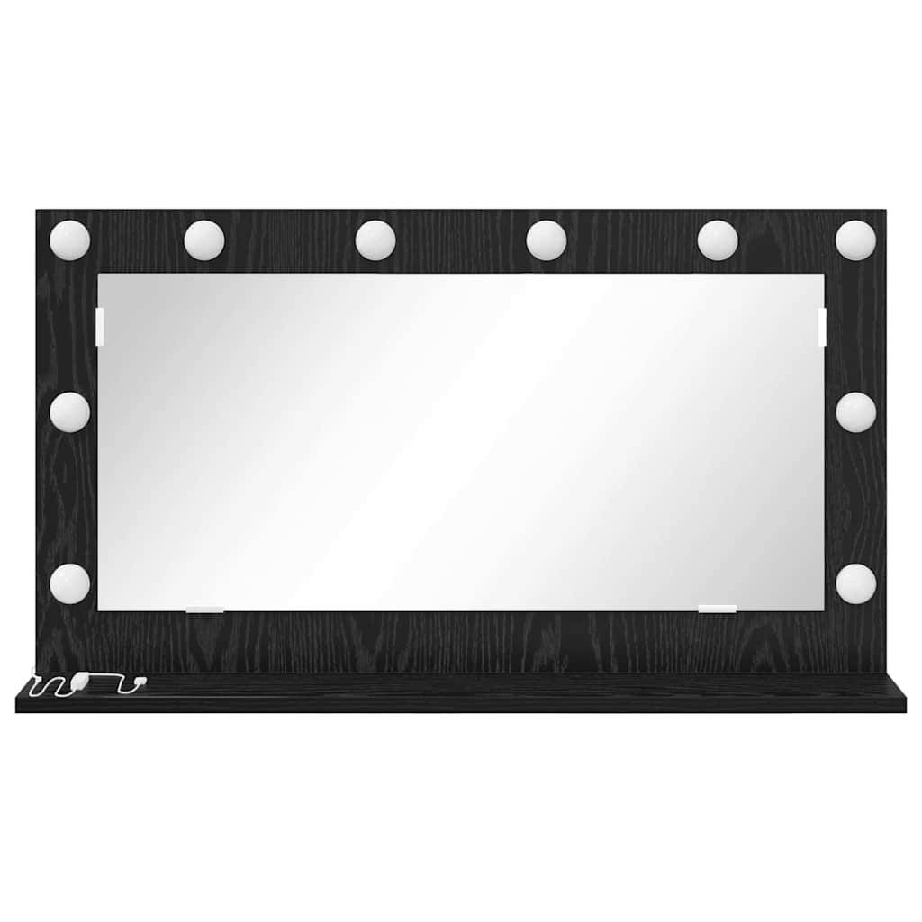 Waschtischspiegel Schwarz Eichen-Optik 80 x 45 x 18 cm
