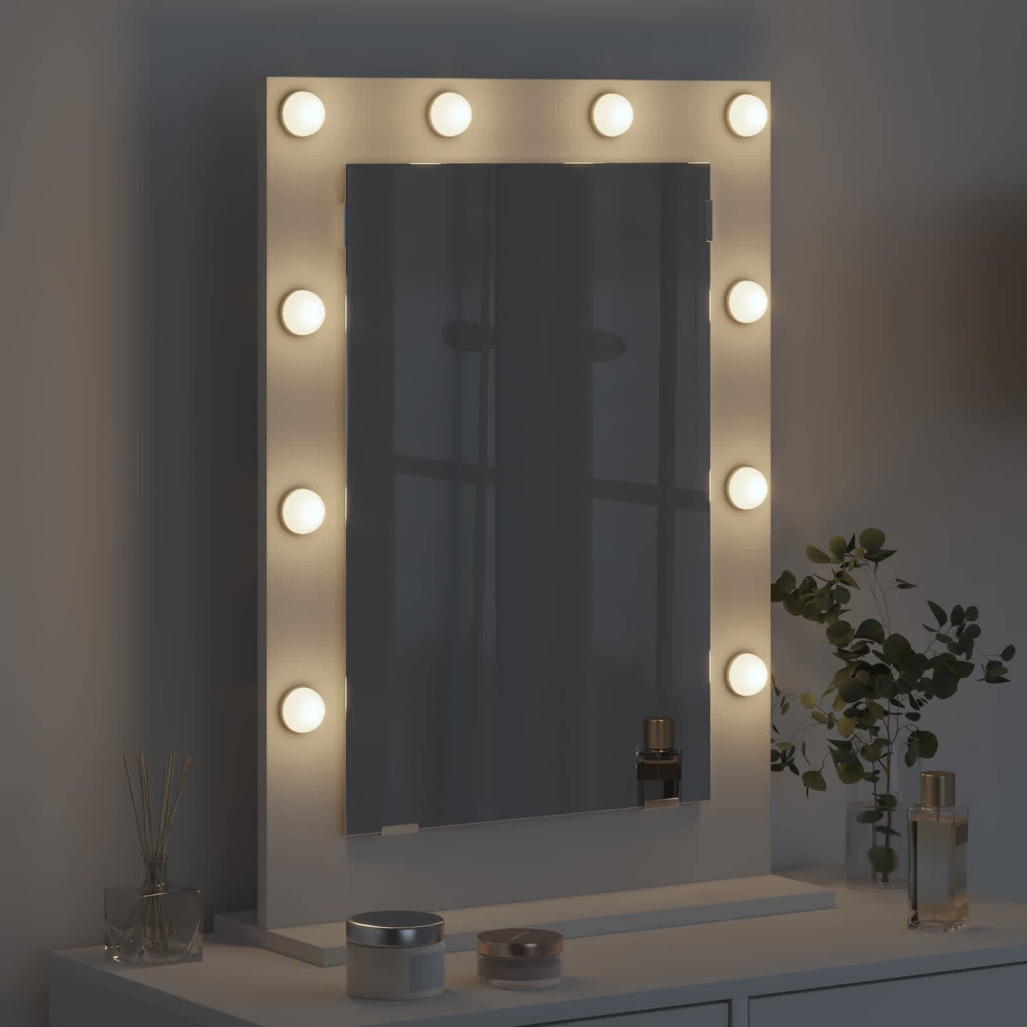 Waschtischspiegel Weiß 70 x 50 x 18 cm Glas und furniertes Holz