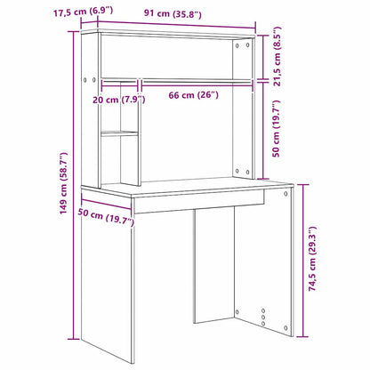 Schreibtisch Betongrau 91 x 50 x 149 cm Holzwerkstoff