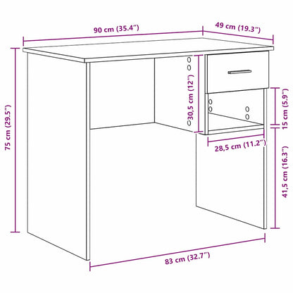 Schreibtisch Altholz 90 x 49 x 75 cm Holzwerkstoff