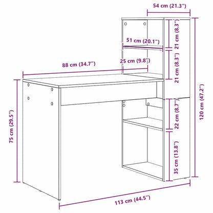Schreibtisch Schwarz Eichen-Optik Holzwerkstoff