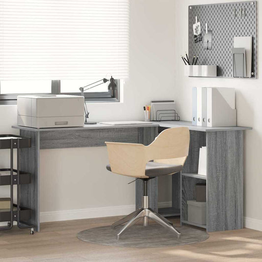 Bureau d'ordinateur gris en MDF Sonoma gris avec rangement moyen