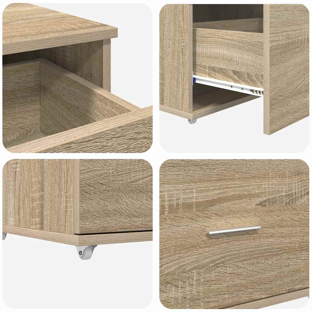 Schubladenschrank mit Rad Braun 55 x 45 x 33,5 cm Holzwerkstoff