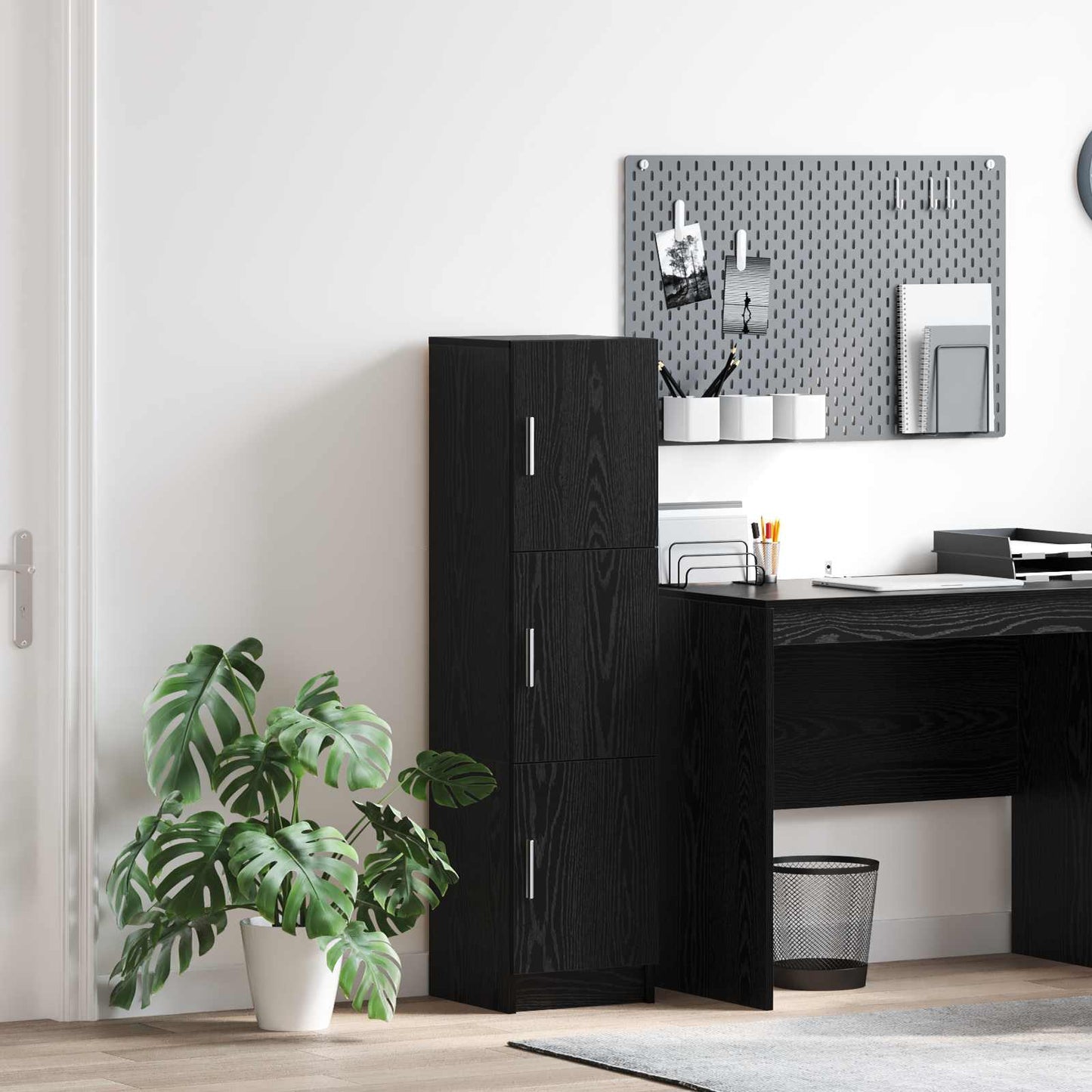 Highboard Schwarz Eichen-Optik 31,5 x 32 x 122,5 cm