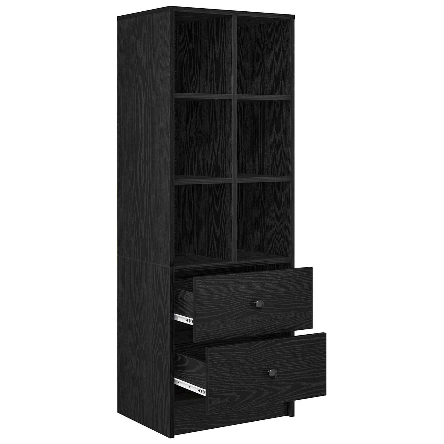 Highboard Schwarz Eichen-Optik 45,5 x 34 x 127 cm