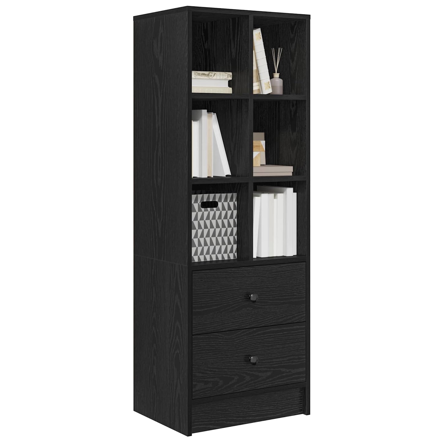 Highboard Schwarz Eichen-Optik 45,5 x 34 x 127 cm