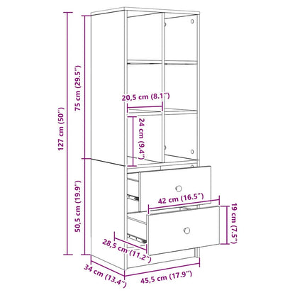 Highboard Schwarz Eichen-Optik 45,5 x 34 x 127 cm