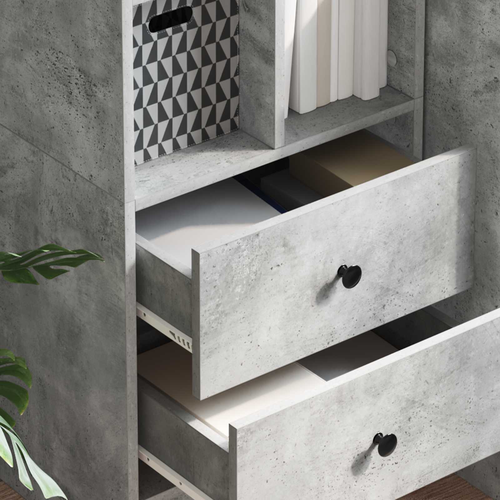 Highboard mit Schubladen Beton Grau 45,5 x 34 x 127 cm