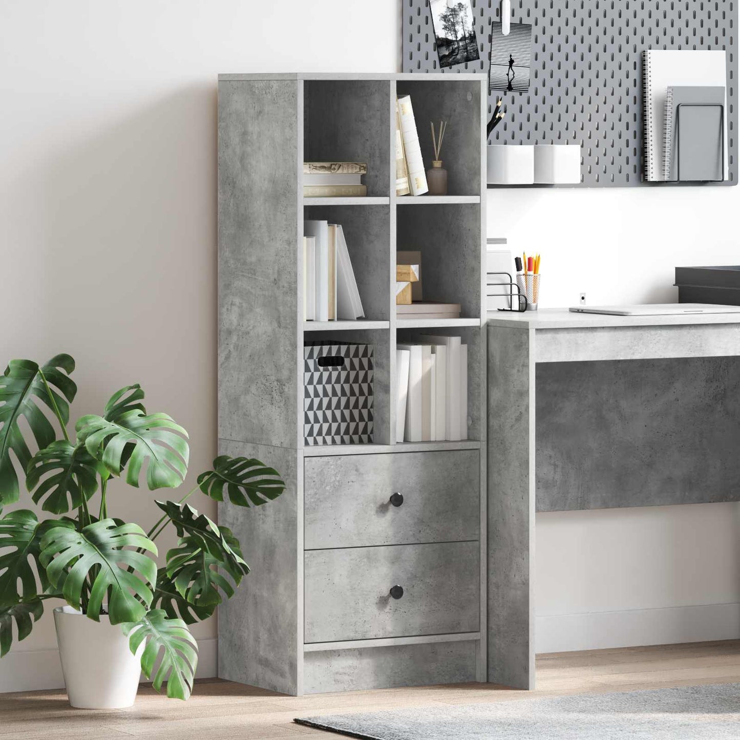 Highboard mit Schubladen Beton Grau 45,5 x 34 x 127 cm