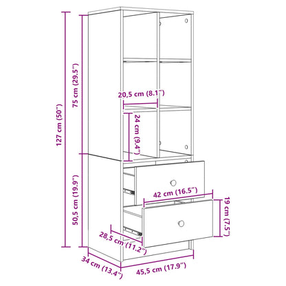 Highboard mit Schubladen Geräucherte Eiche 45,5 x 34 x 127 cm