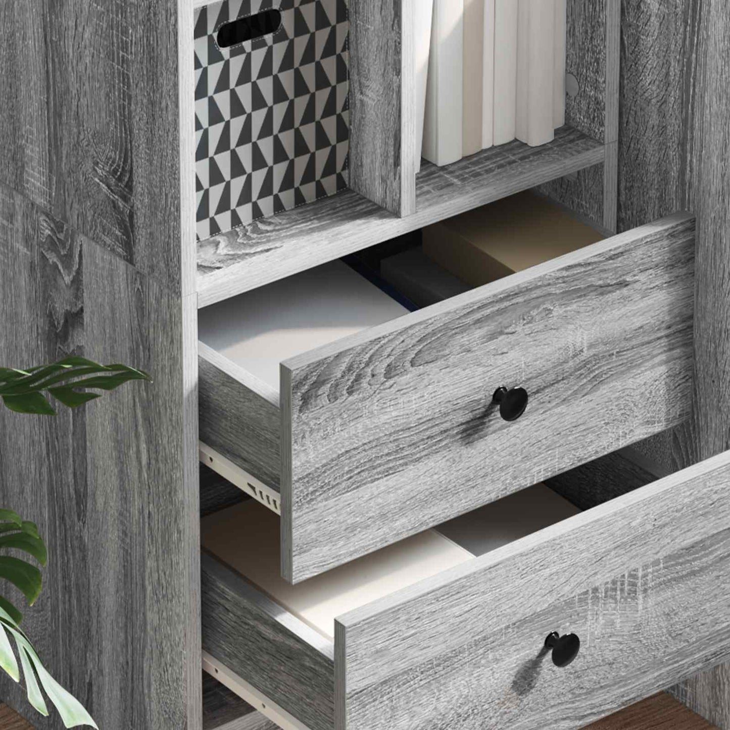 Highboard mit Schubladen Graues Sonoma 45,5 x 34 x 127 cm