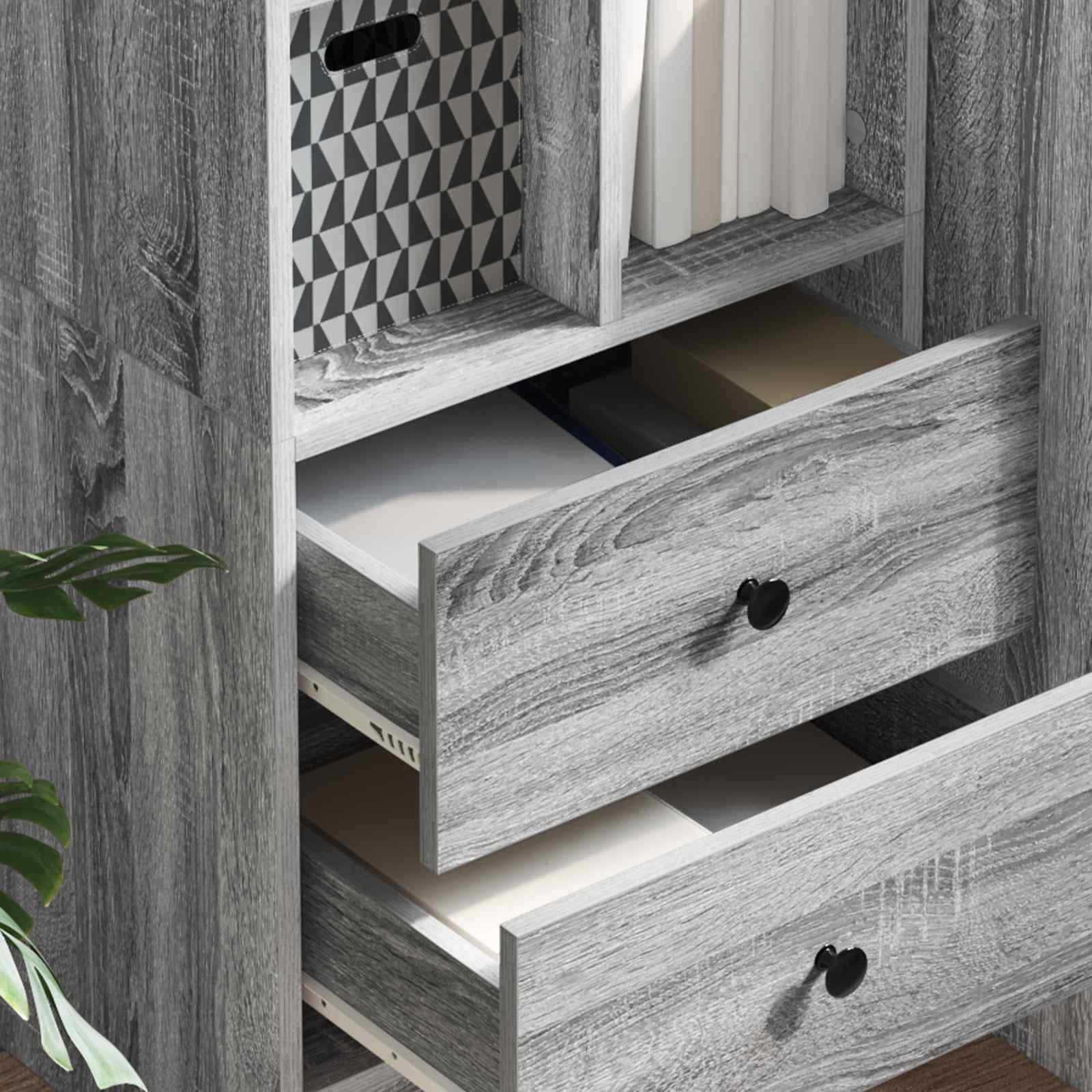 Highboard mit Schubladen Graues Sonoma 45,5 x 34 x 127 cm