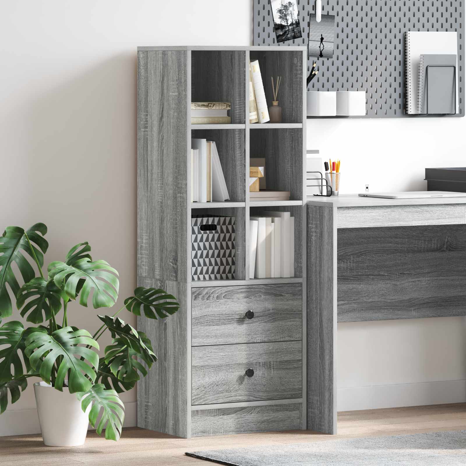 Highboard mit Schubladen Graues Sonoma 45,5 x 34 x 127 cm