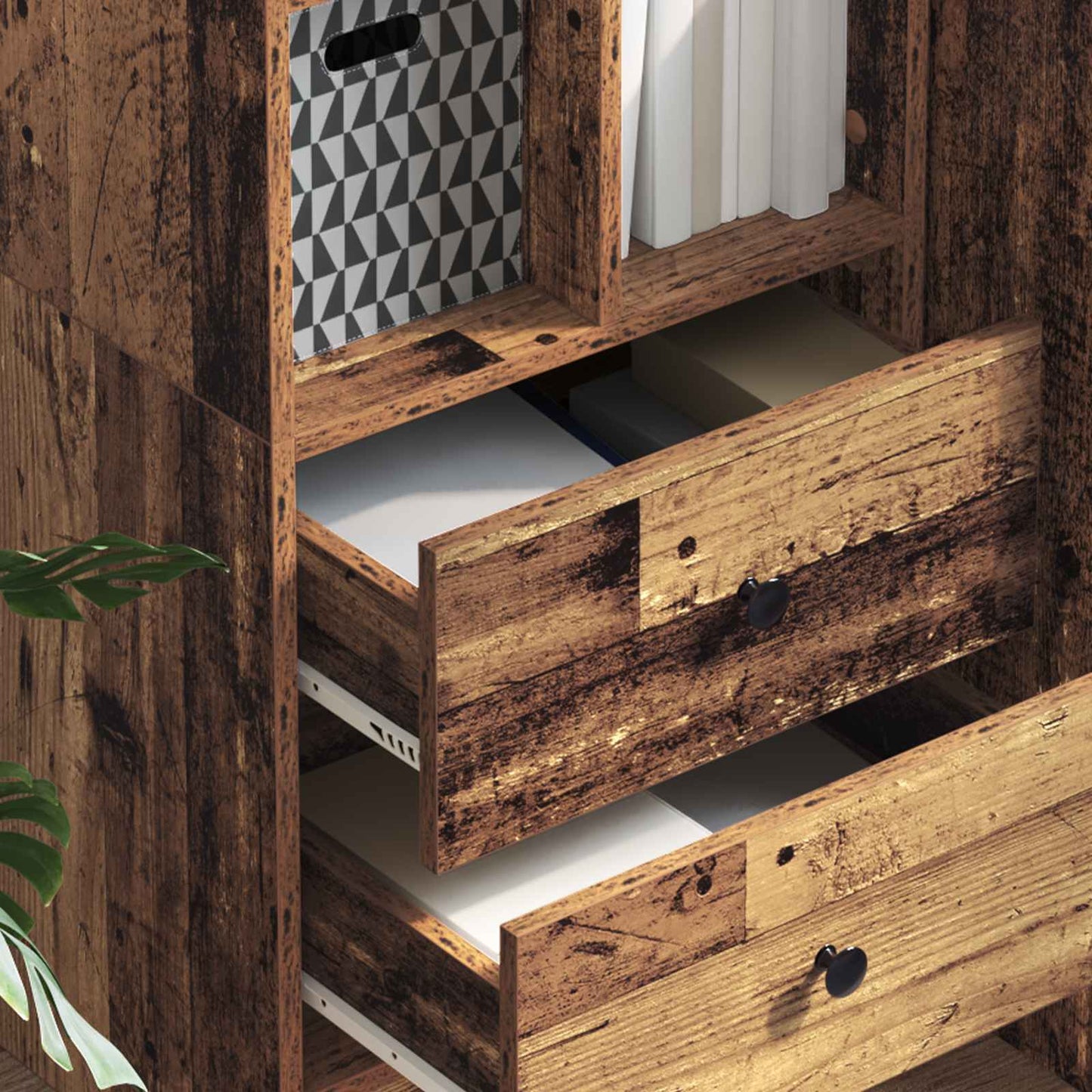 Highboard mit Schubladen Altholz 45,5 x 34 x 127 cm