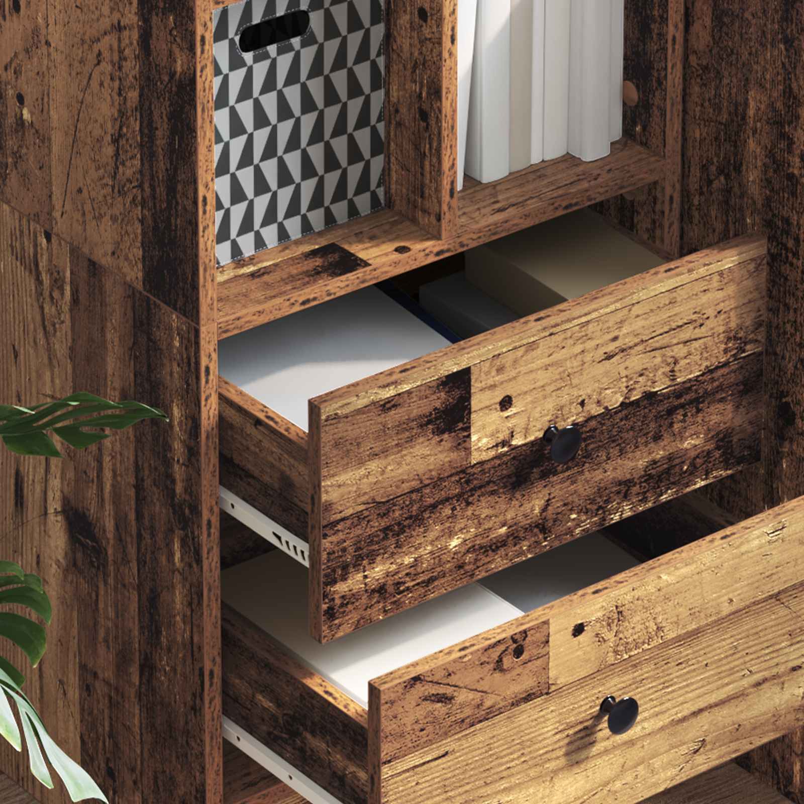 Highboard mit Schubladen Altholz 45,5 x 34 x 127 cm