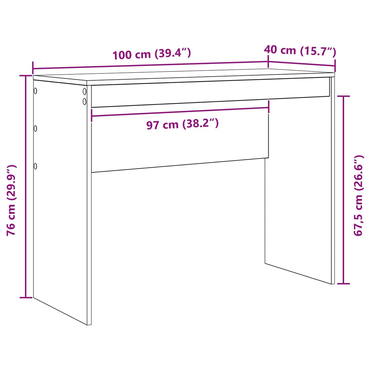 Schreibtisch Weiß 100 x 40 x 76 cm