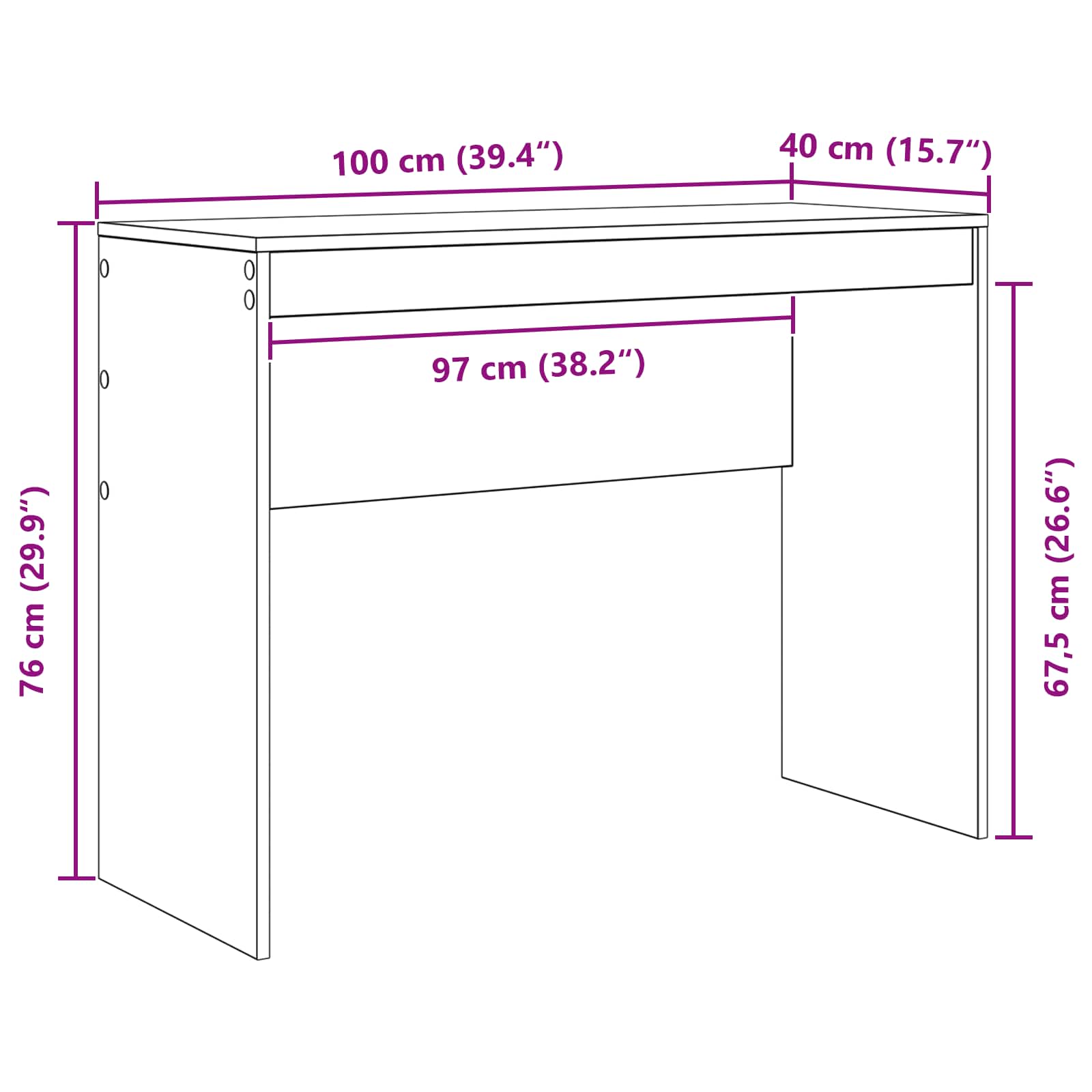 Schreibtisch Weiß 100 x 40 x 76 cm