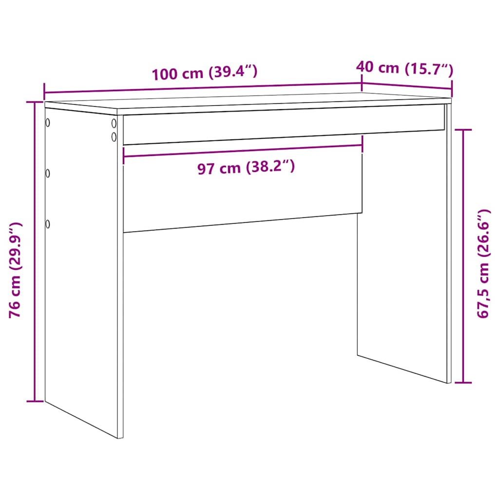 Schreibtisch Eiche handwerklich 100 x 40 x 76 cm Holzwerkstoff
