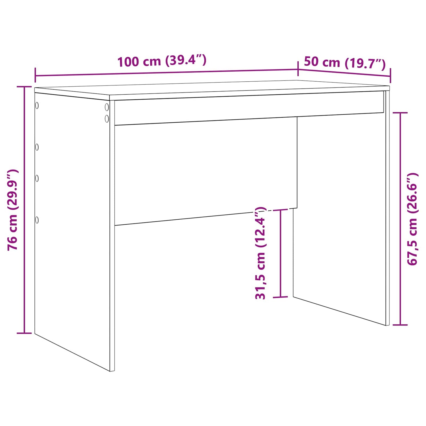Schreibtisch Weiß 100 x 50 x 76 cm