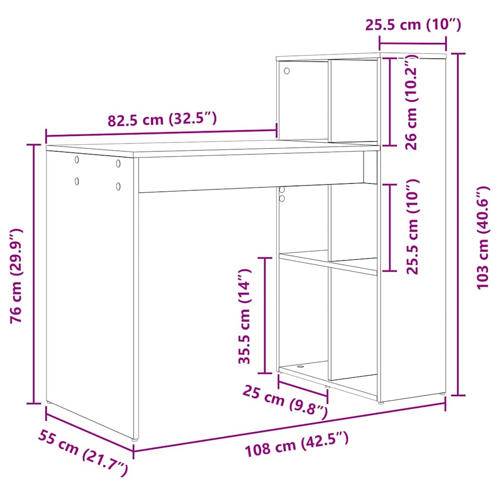 Schreibtisch Artisan-Eiche Holzwerkstoff 108 x 55 x 103.5 cm