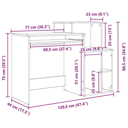 Schreibtisch Sonoma-Grau 120,5 x 44 x 88,5 cm Holzwerkstoff