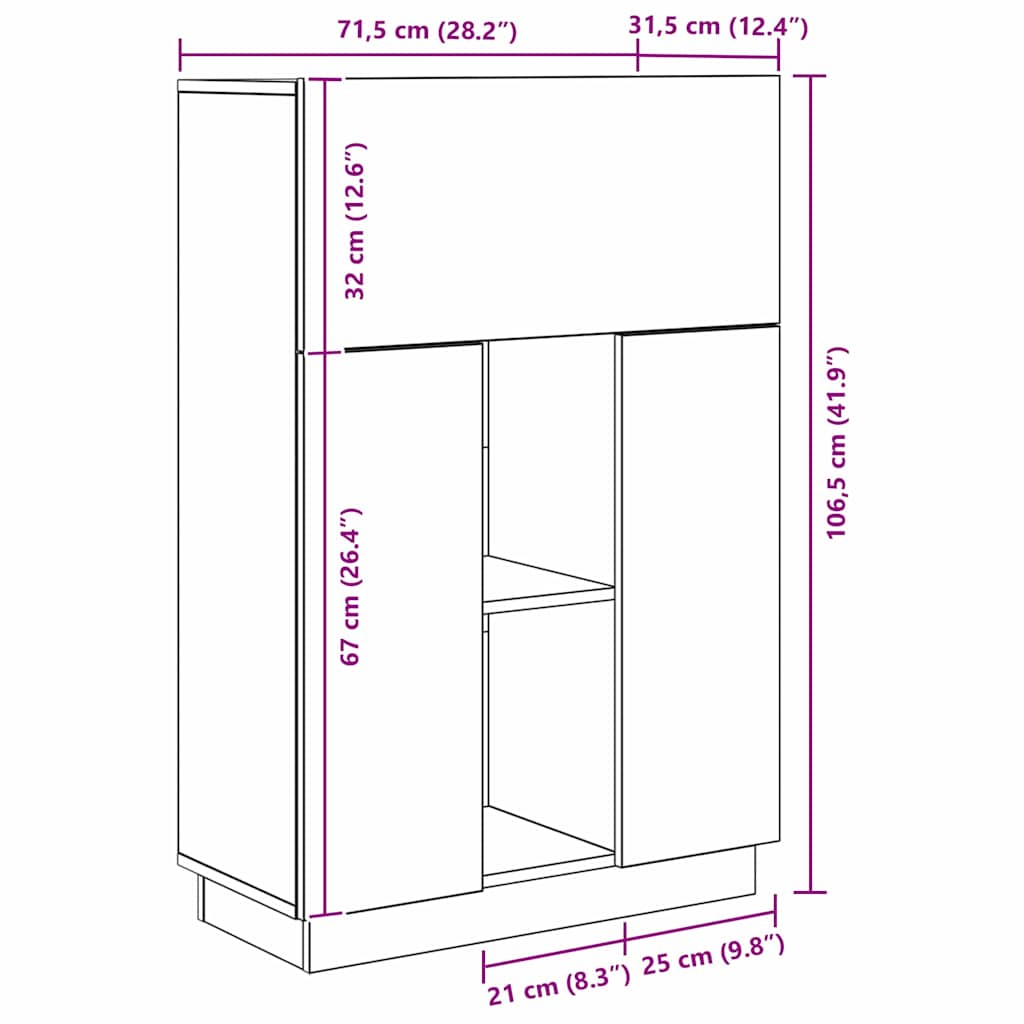 Schreibtisch Sonoma-Eiche 71.5 x 31.5 x 106.5 cm Holzwerkstoff