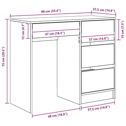 Schreibtisch Sonoma-Eiche Holzwerkstoff 90 x 37,5 x 75 cm