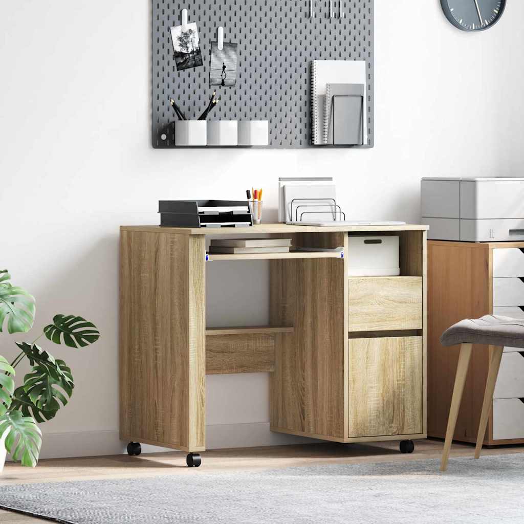 Tisch mit Rädern Sonoma-Eiche Holzwerkstoff 91 x 50 x 77 cm