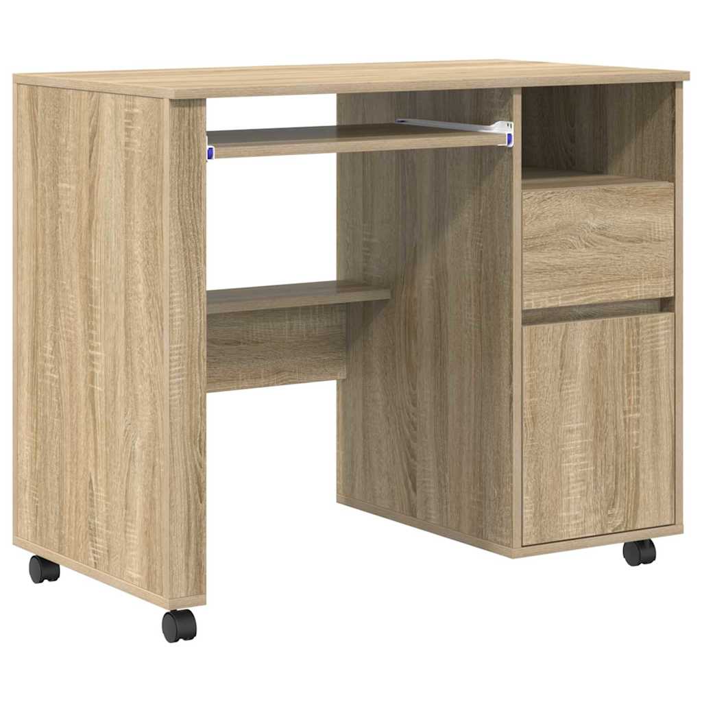 Tisch mit Rädern Sonoma-Eiche Holzwerkstoff 91 x 50 x 77 cm