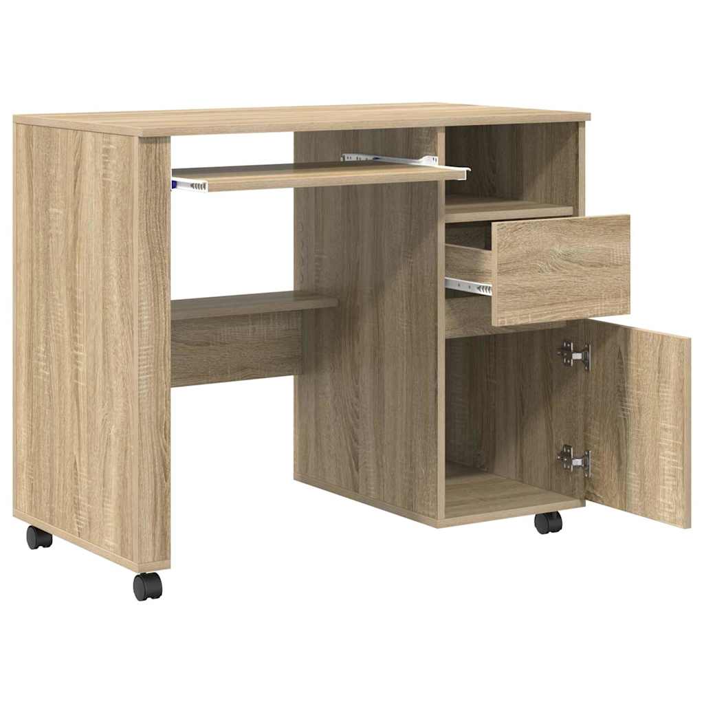 Tisch mit Rädern Sonoma-Eiche Holzwerkstoff 91 x 50 x 77 cm